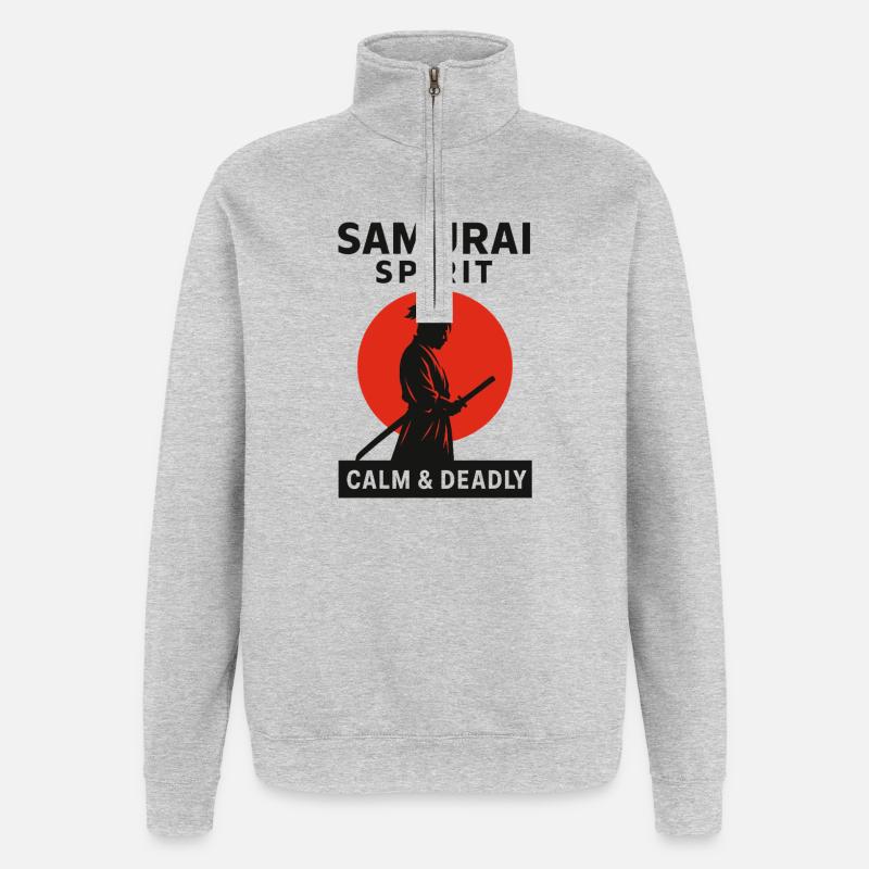 Samurai Spirit – Calm and Deadly Design - Quarter-Zip Sweatshirt - heather grey