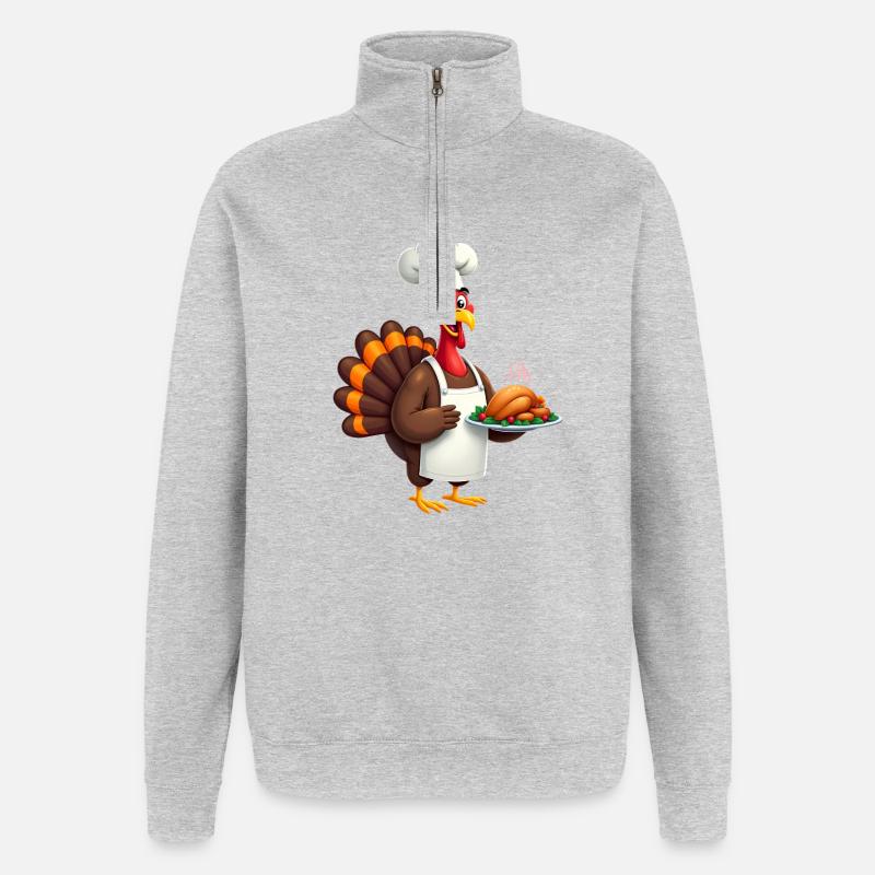 Cuisinier de dinde de Thanksgiving Thanksgiving - Sweat à zip 1/4 - gris chiné
