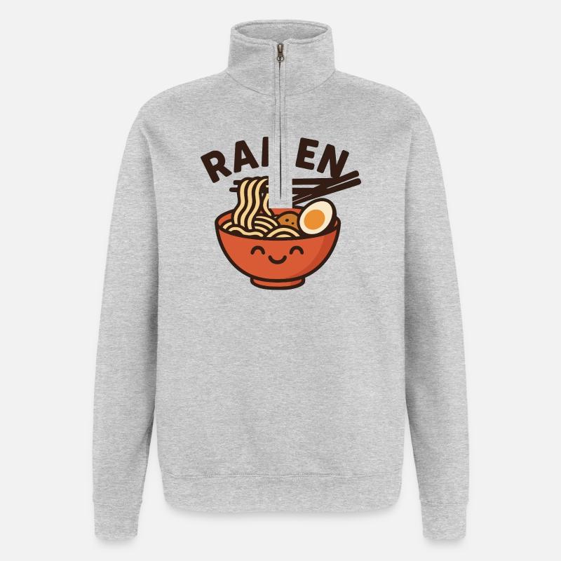 Ramen Lover – Funny Kawaii Noodle Design - Quarter-Zip Sweatshirt - heather grey