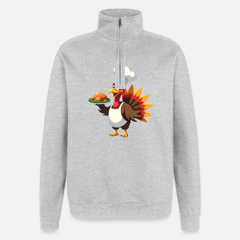 Cuisinier de dinde de Thanksgiving Thanksgiving - Sweat à zip 1/4 - gris chiné