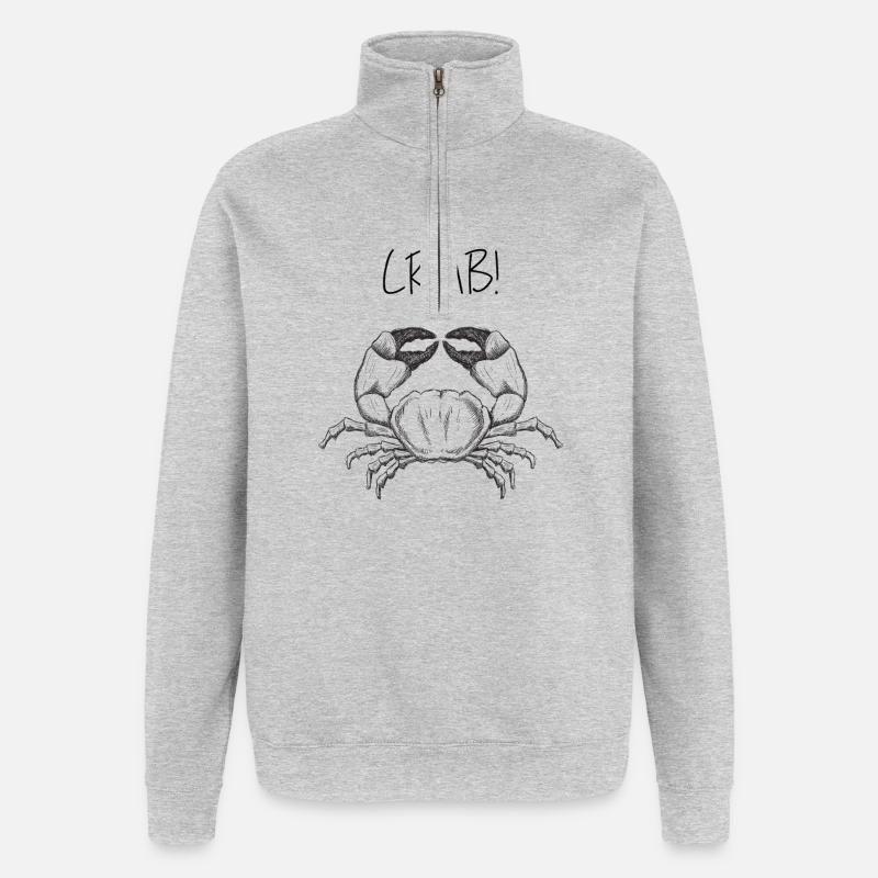 Nautic Design Krabbe Linie Kunst Silhouette - Quarter-Zip-Sweatshirt - Grau meliert