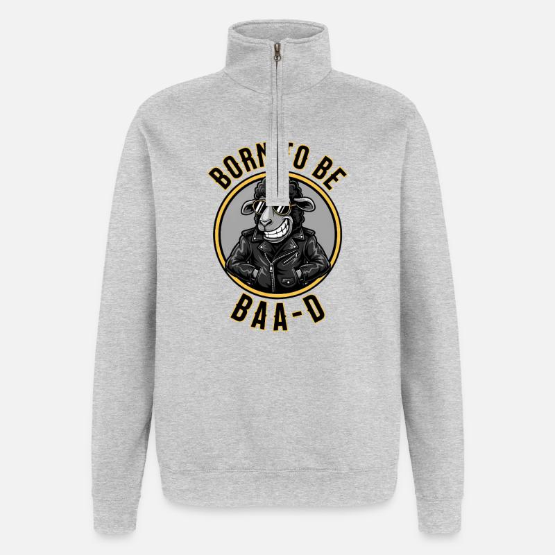 Né pour être un mouton BaaD - Sweat à zip 1/4 - gris chiné