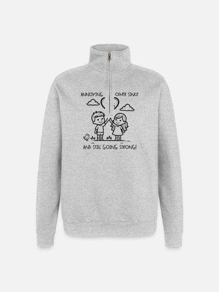 Einander nerven seit 2005 Jubiläum - Quarter-Zip-Sweatshirt - Grau meliert