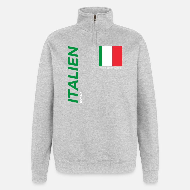 Rome - Sweat à zip 1/4 - gris chiné