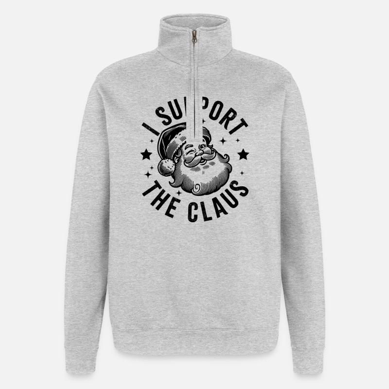 Ich unterstütze den Claus - Quarter-Zip-Sweatshirt - Grau meliert