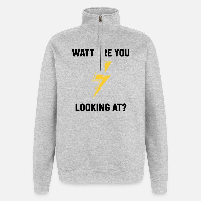 Watt Regardez-vous la conception du boulon - Sweat à zip 1/4 - gris chiné