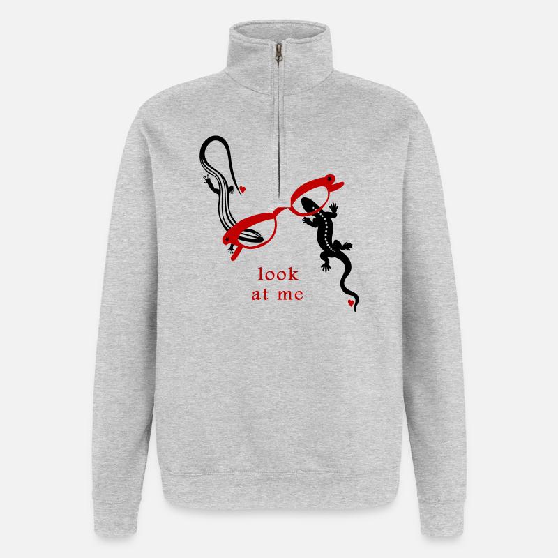 Lizards with glasses Look at Me - Quarter-Zip Sweatshirt - heather grey