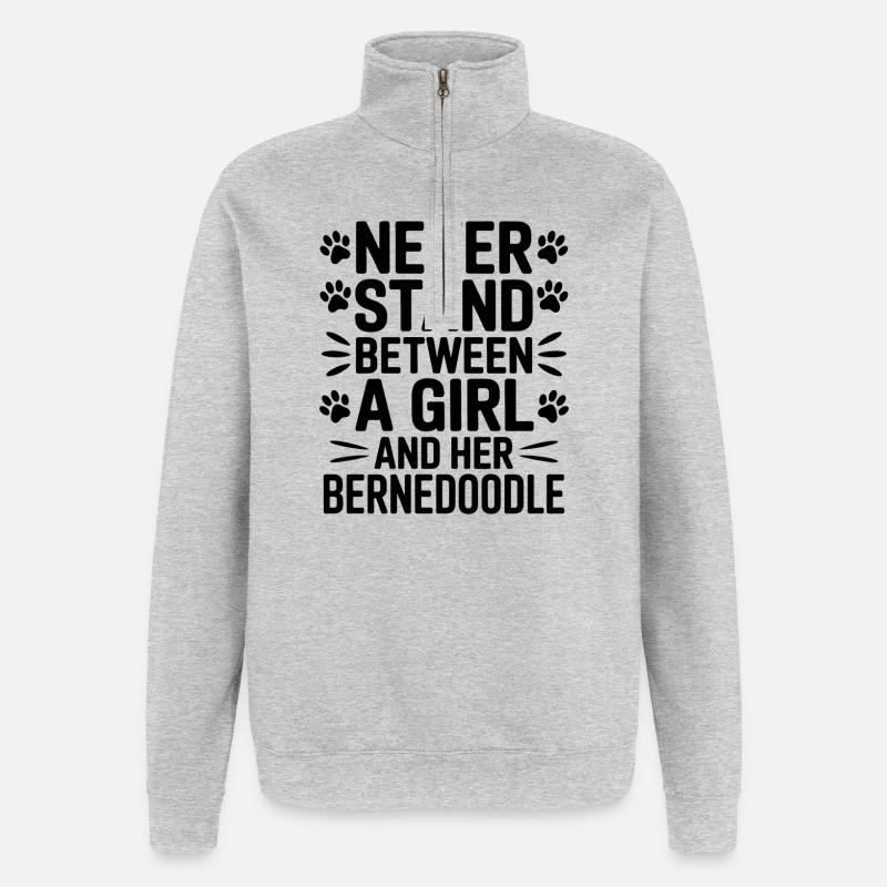 Bernedoodle Spruch Mädchen Bernedoodle Geschenk - Quarter-Zip-Sweatshirt - Grau meliert