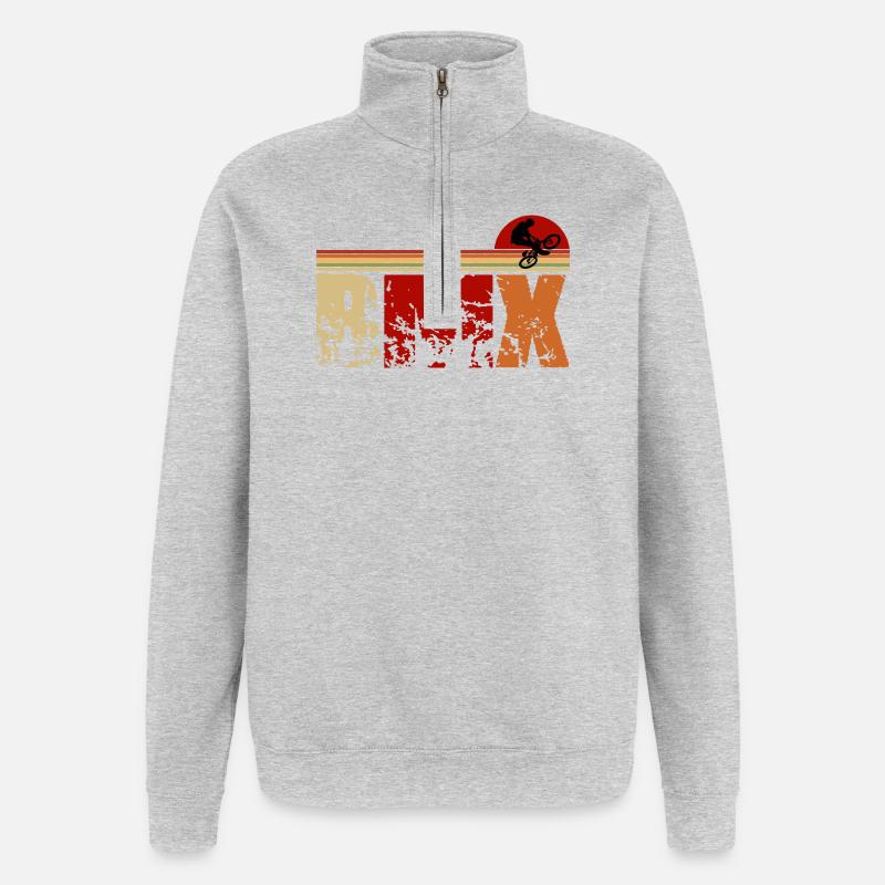 Retro BMX Design – Klassisch & Stylisch - Quarter-Zip-Sweatshirt - Grau meliert