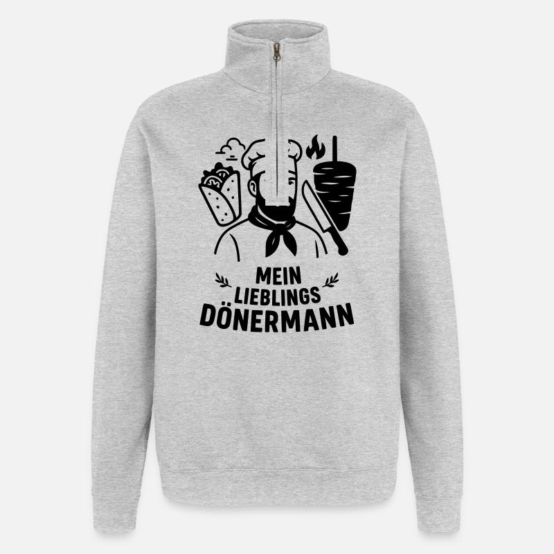 Kebab préféré - Sweat à zip 1/4 - gris chiné