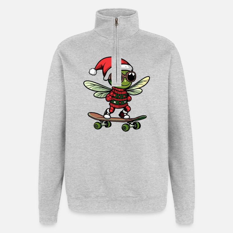 Libelle Weihnachten Lustig - Quarter-Zip-Sweatshirt - Grau meliert