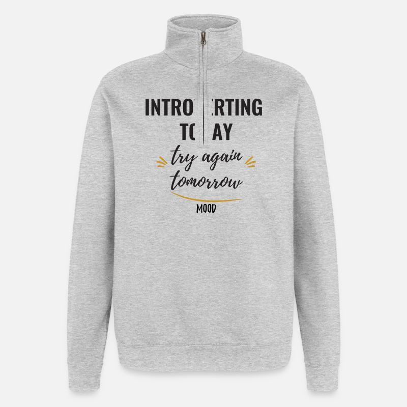 Introverting Today, Try Again Tomorrow. - Quarter-Zip Sweatshirt - heather grey