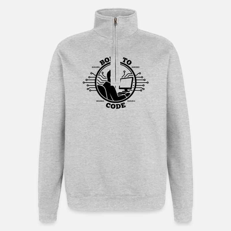 Coder Born to Code Programmer - Quarter-Zip Sweatshirt - heather grey