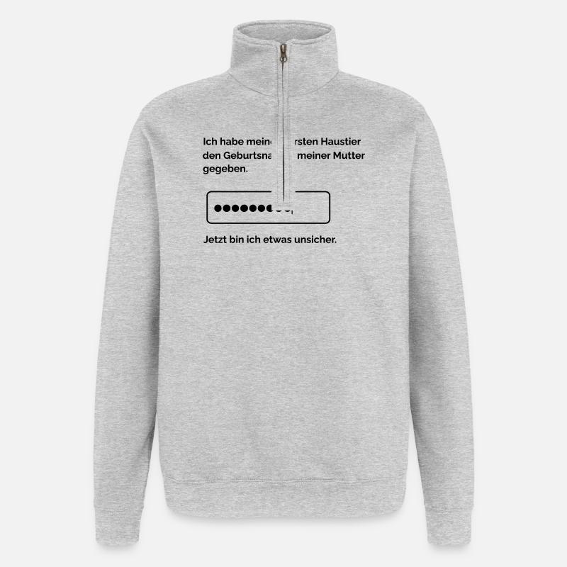 Passwortabfrage - Quarter-Zip-Sweatshirt - Grau meliert