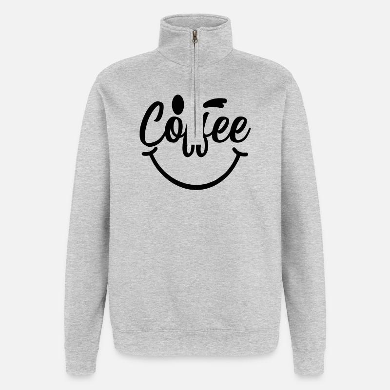 Coffee_Smile - Quarter-Zip Sweatshirt - heather grey