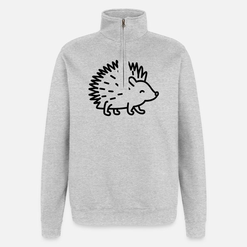 Porc-épic - Sweat à zip 1/4 - gris chiné