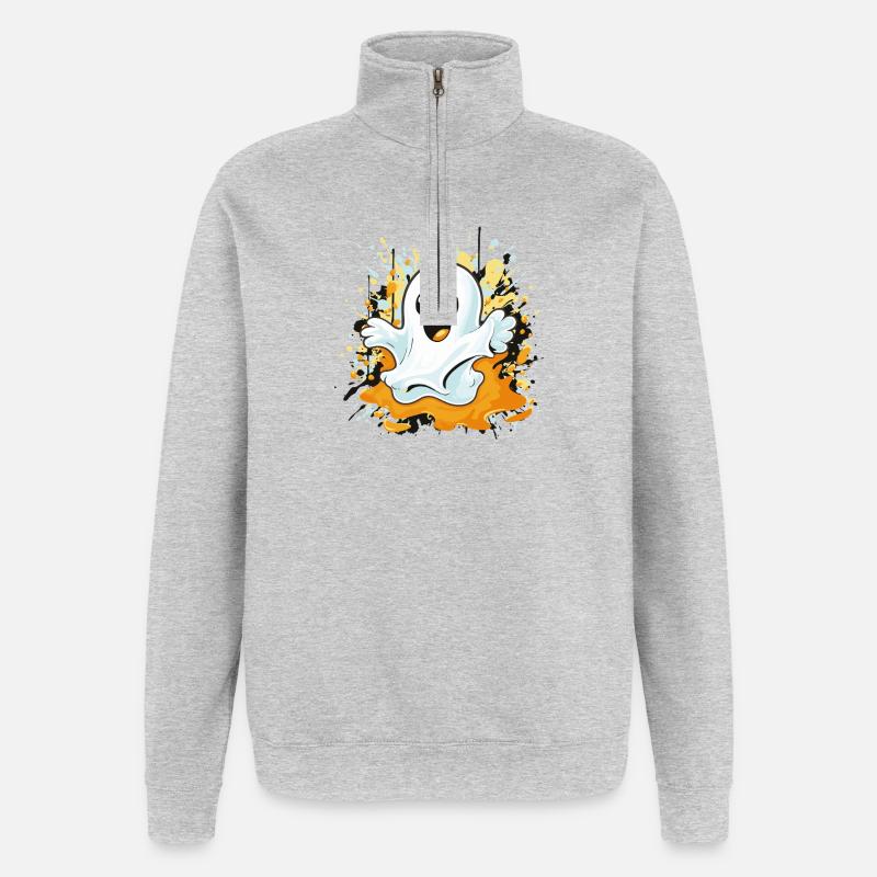 Fröhlicher Geisterspritzer - Quarter-Zip-Sweatshirt - Grau meliert