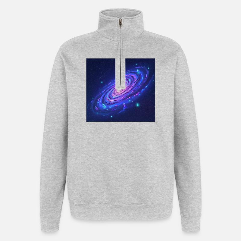 Néon Galaxy Spirale Cristaux - Sweat à zip 1/4 - gris chiné