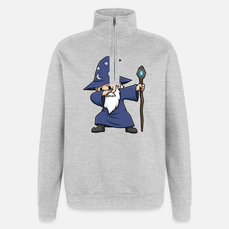 Dabbing Wizard – Funny Wizard Design - Quarter-Zip Sweatshirt - heather grey