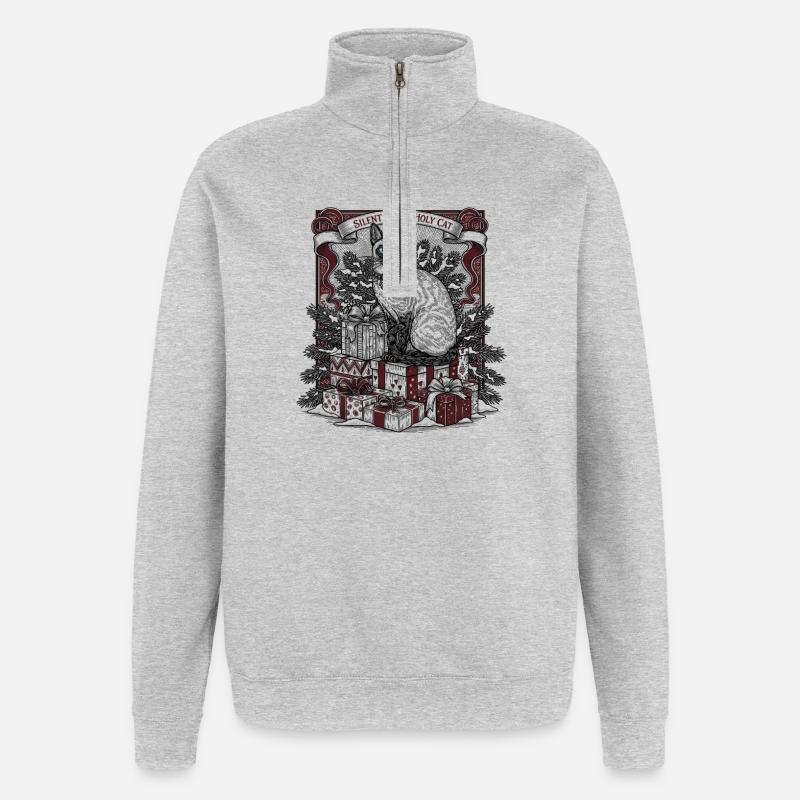 Cadeaux pour chats Silent Night - Sweat à zip 1/4 - gris chiné