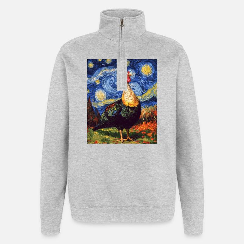 Truthahn Vogel Van Gogh Style - Quarter-Zip-Sweatshirt - Grau meliert