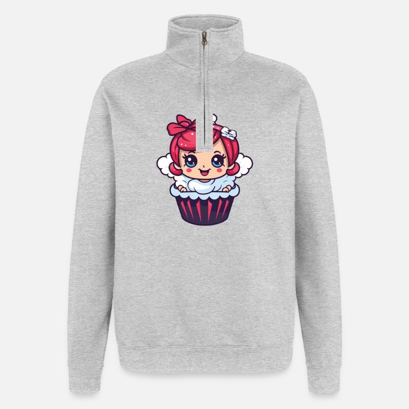 Backfee Fee Backen Kuchen - Quarter-Zip-Sweatshirt - Grau meliert