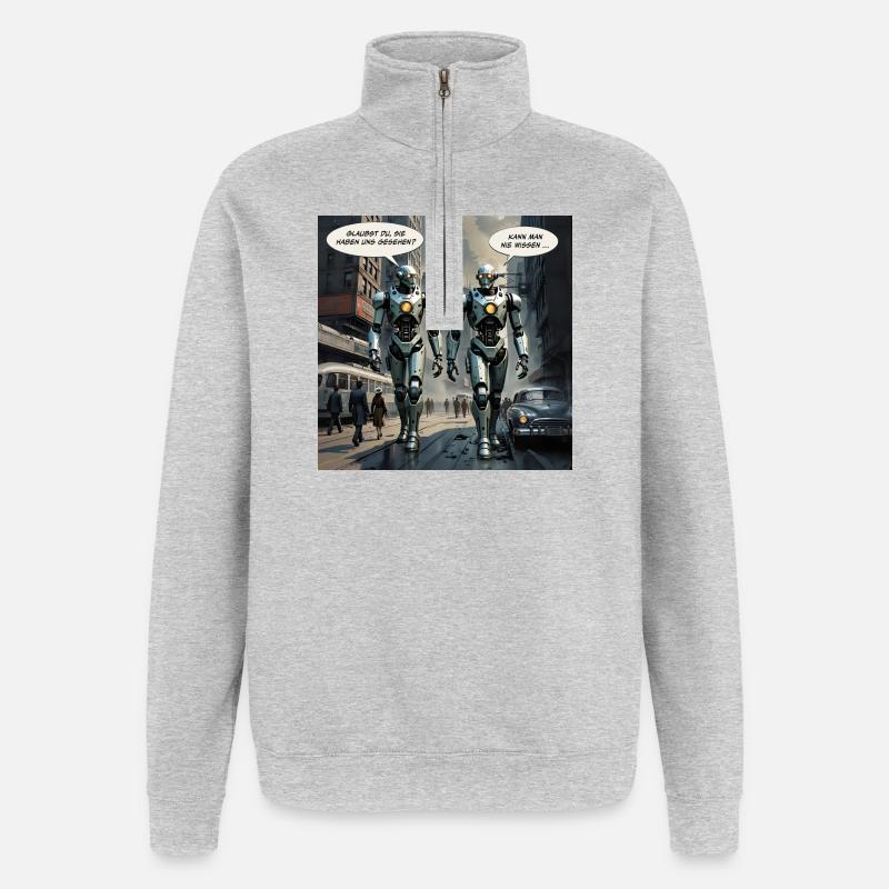 Robots – « Pensez-vous qu’ils nous ont vus ? » - Sweat à zip 1/4 - gris chiné
