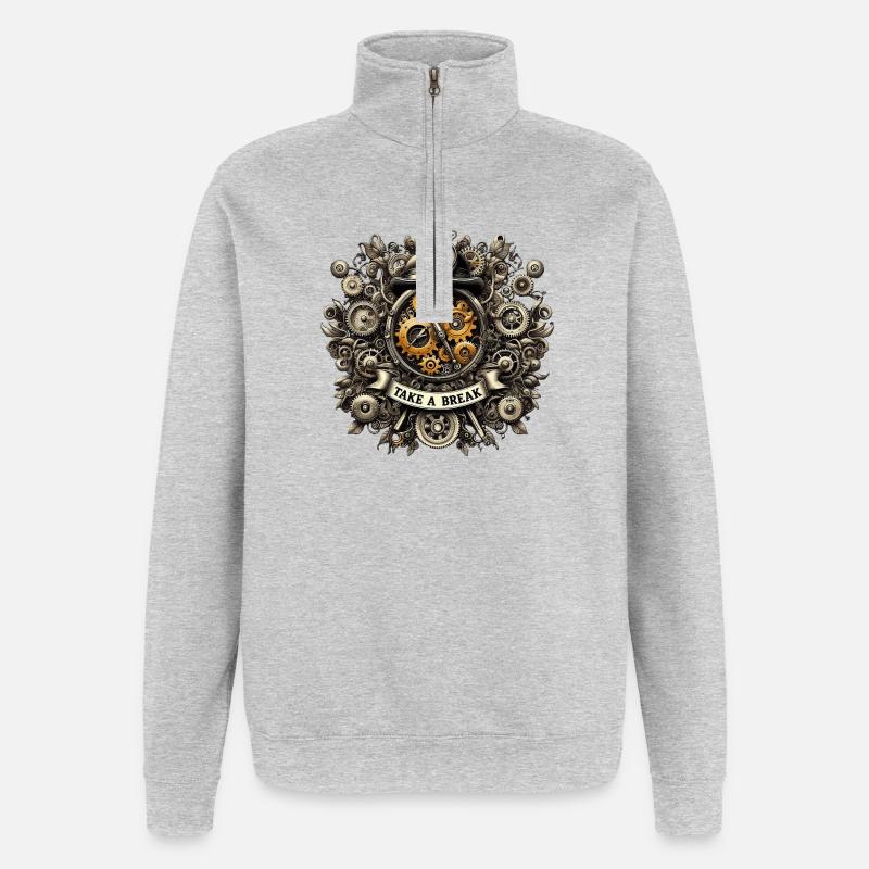 TAKE_A_BREAK - Quarter-Zip Sweatshirt - heather grey