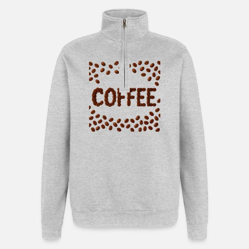 Kaffeebohnen Wortdesign - Quarter-Zip-Sweatshirt - Grau meliert
