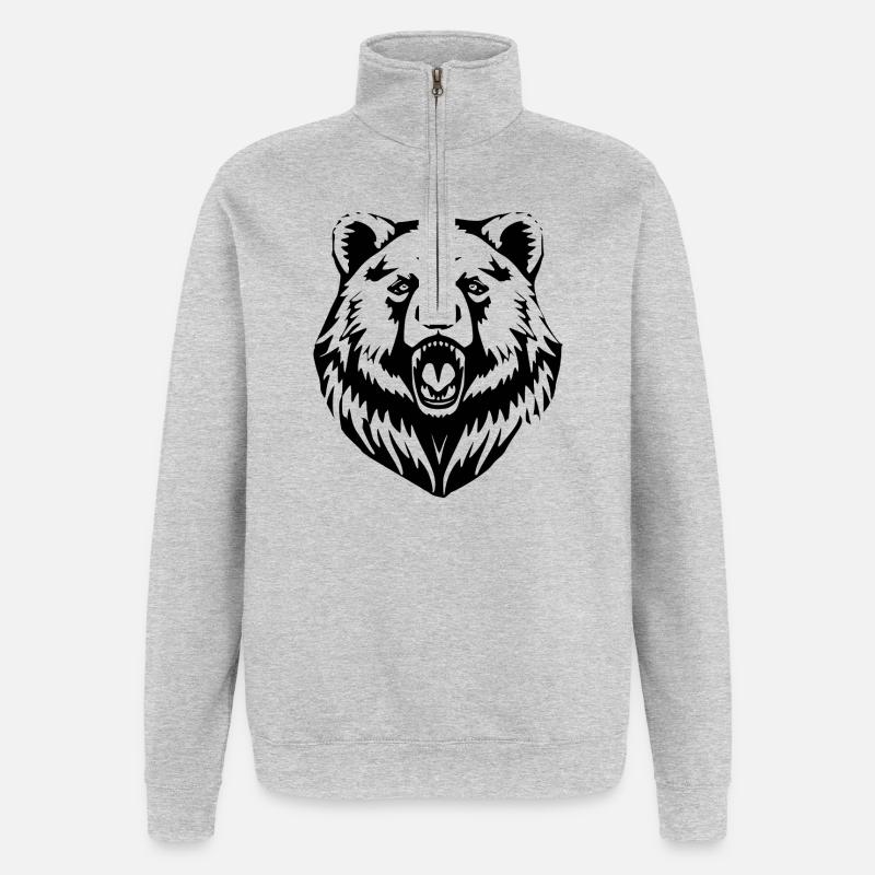 Ours Ours T-shirt Cadeau - Sweat à zip 1/4 - gris chiné