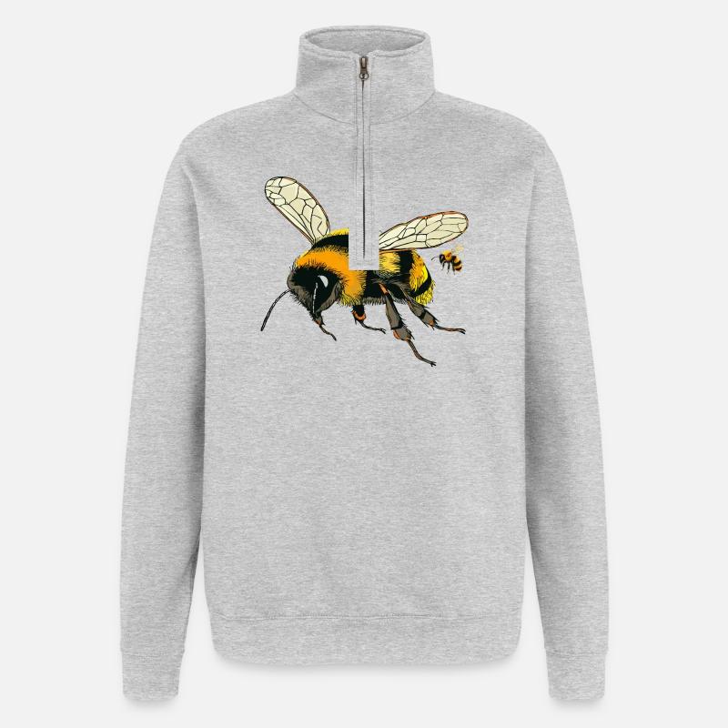 Bourdons - Sweat à zip 1/4 - gris chiné