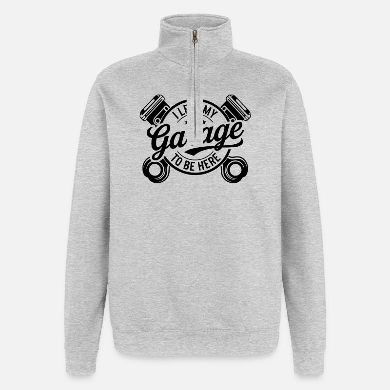Devis mécanicien j’ai quitté mon garage - Sweat à zip 1/4 - gris chiné