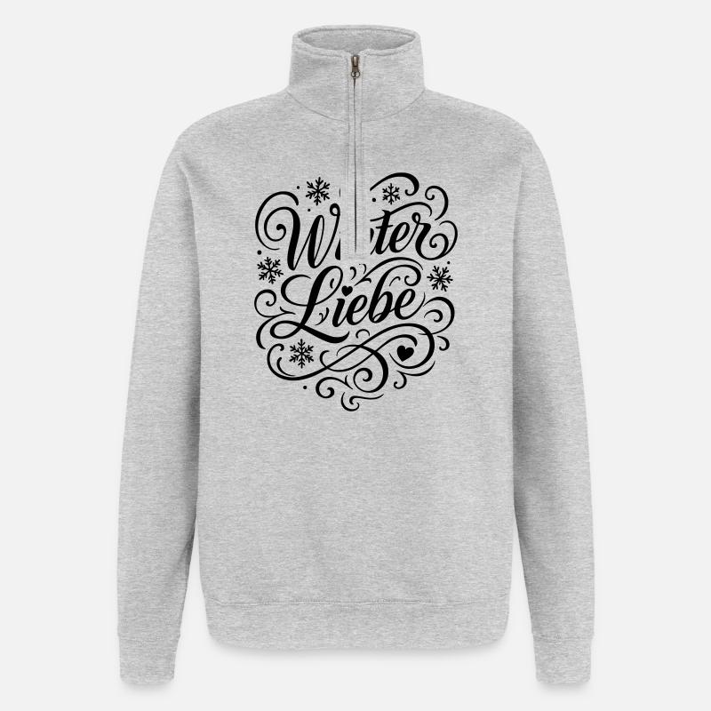 Winter Liebe Spruch - Quarter-Zip-Sweatshirt - Grau meliert