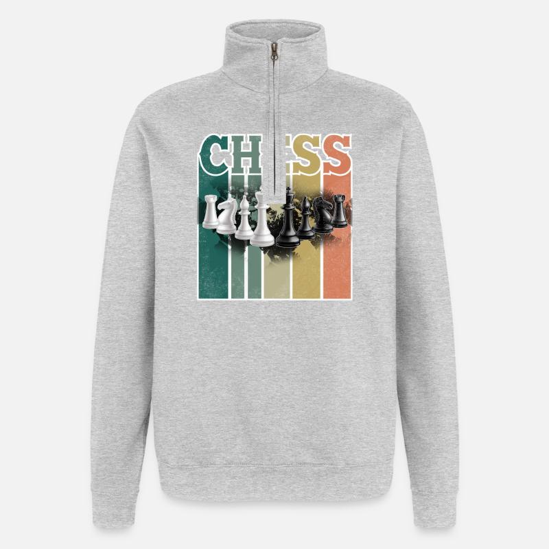 Échecs - Sweat à zip 1/4 - gris chiné