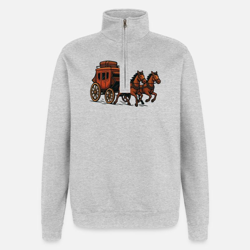Scène de calèche - Sweat à zip 1/4 - gris chiné