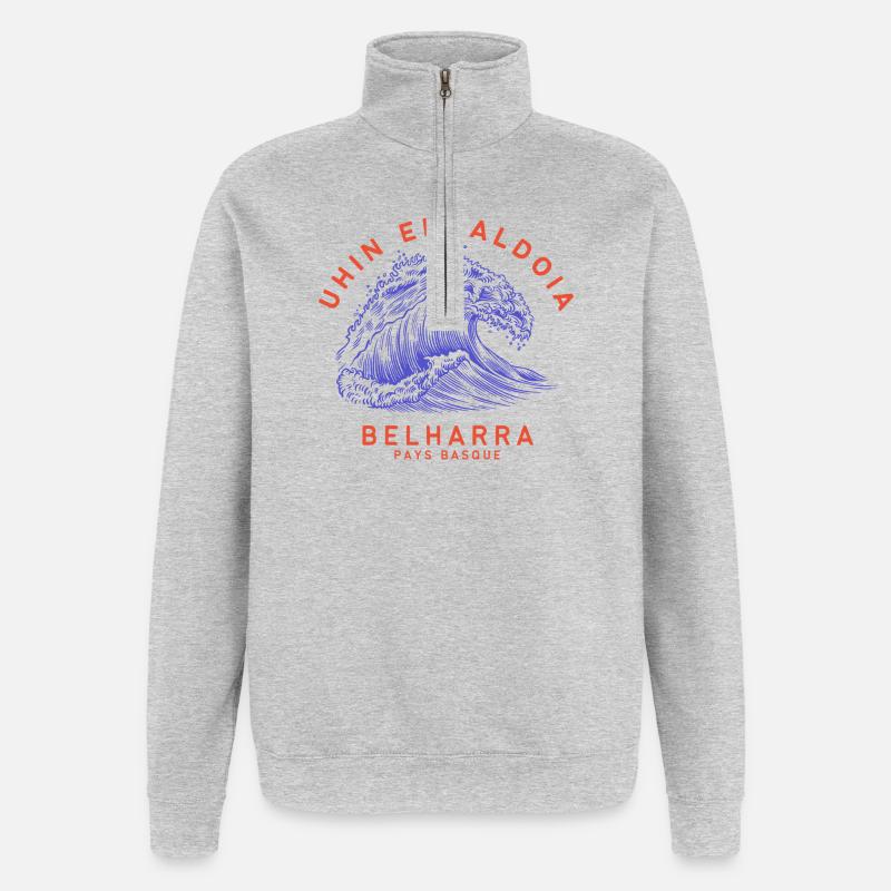 Basque Wave - Quarter-Zip Sweatshirt - heather grey