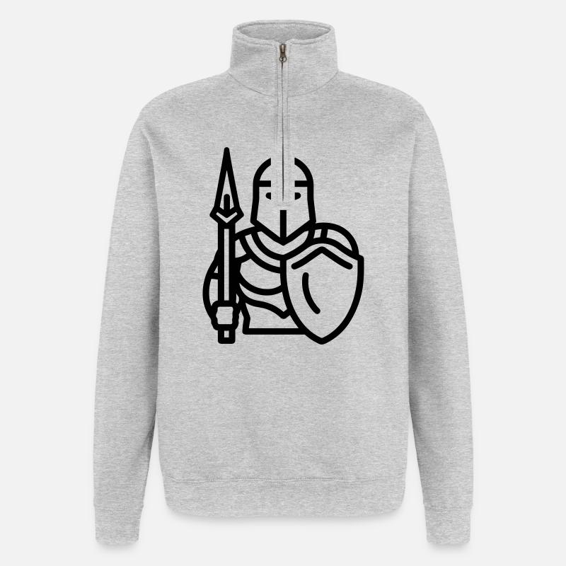 guerrier - Sweat à zip 1/4 - gris chiné