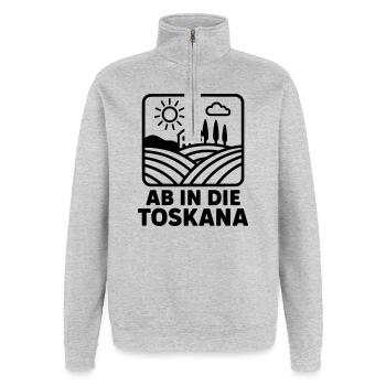 toskana urlaub erholung - Quarter-Zip-Sweatshirt - Grau meliert - Vorne - AI Model Female 172 light (172cm) & AI Model Male 178 dark (178cm)