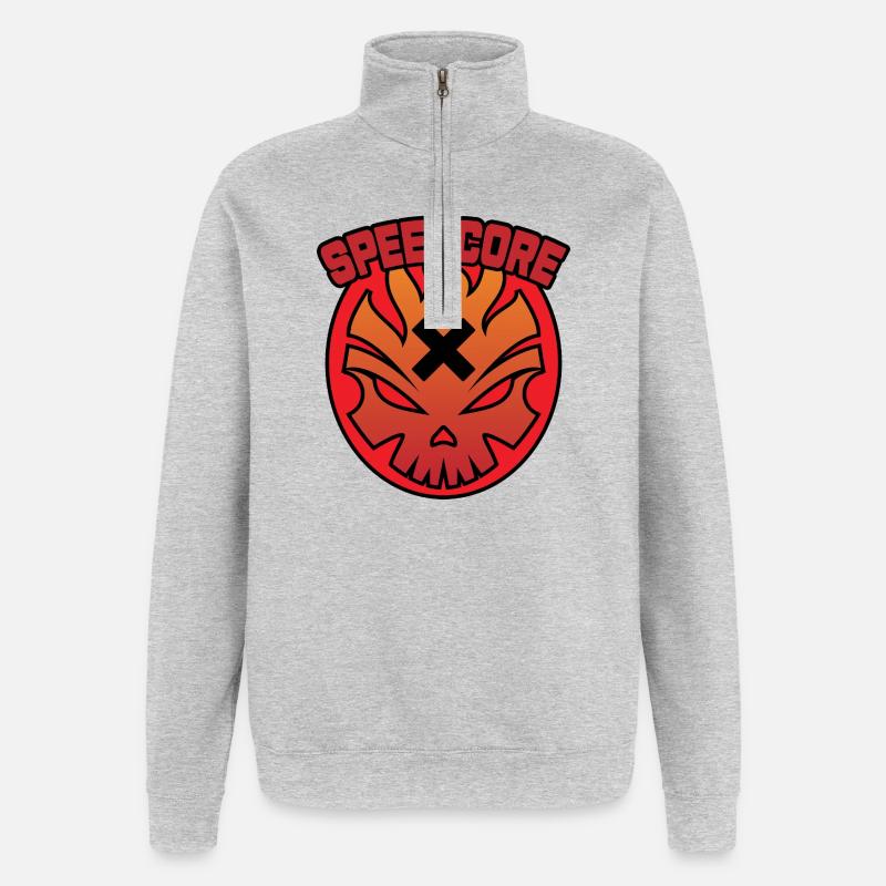 Speedcore Flame Skull - Quarter-Zip Sweatshirt - heather grey