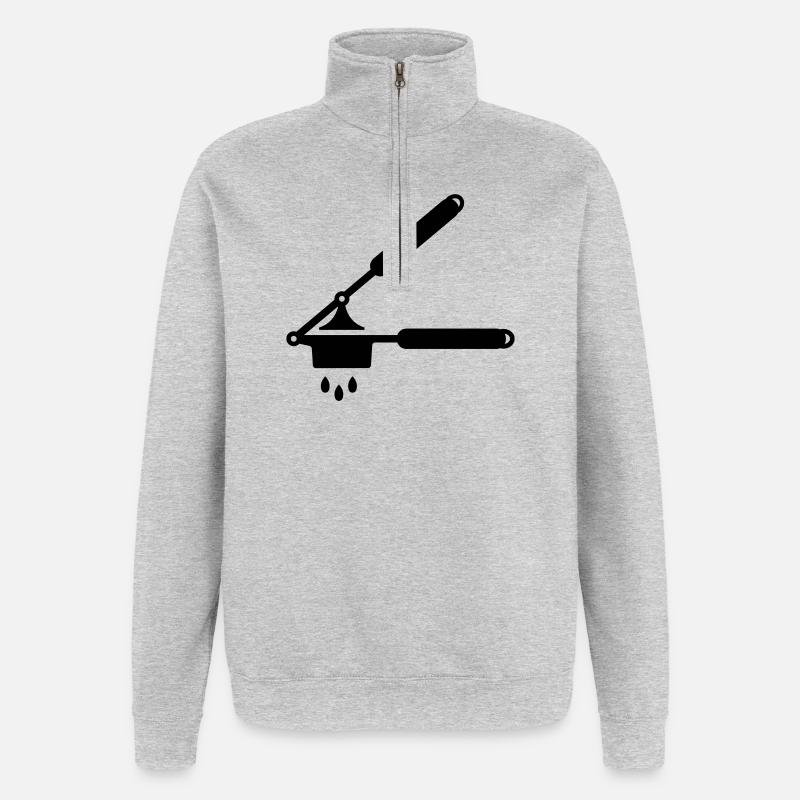 Knoblauch Presse oder Spätzle Presse - Quarter-Zip-Sweatshirt - Grau meliert