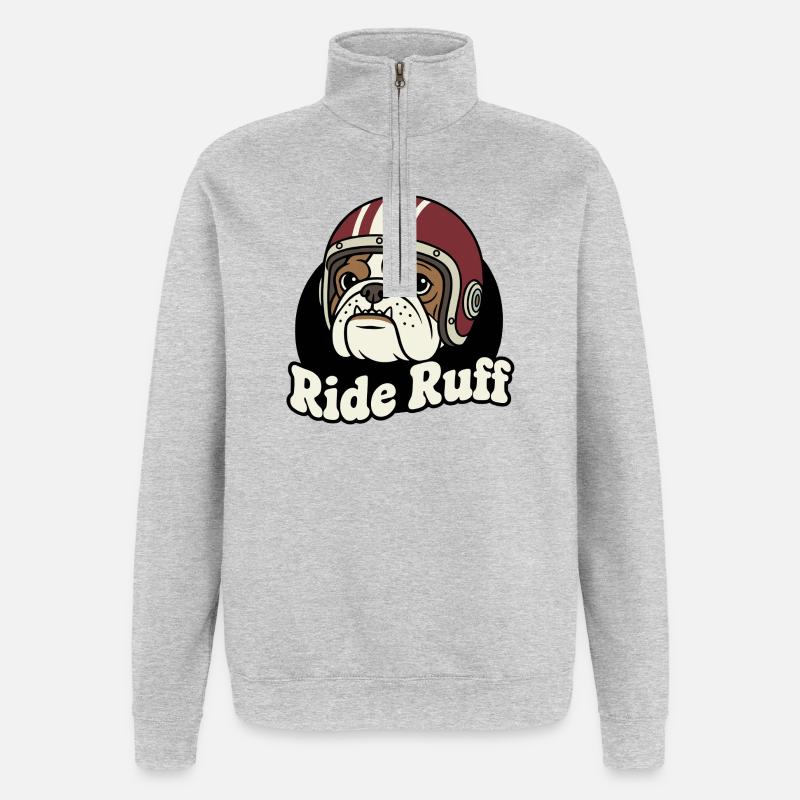 Conception du casque Ride Ruff Bulldog - Sweat à zip 1/4 - gris chiné