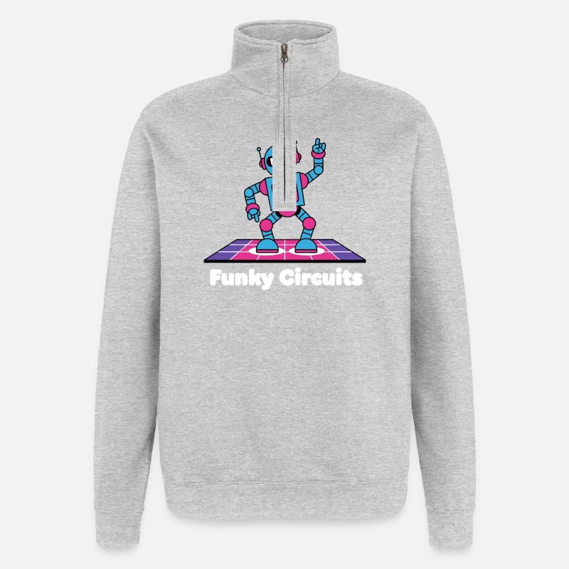 Funky Circuits Robots - Sweat à zip 1/4 - gris chiné