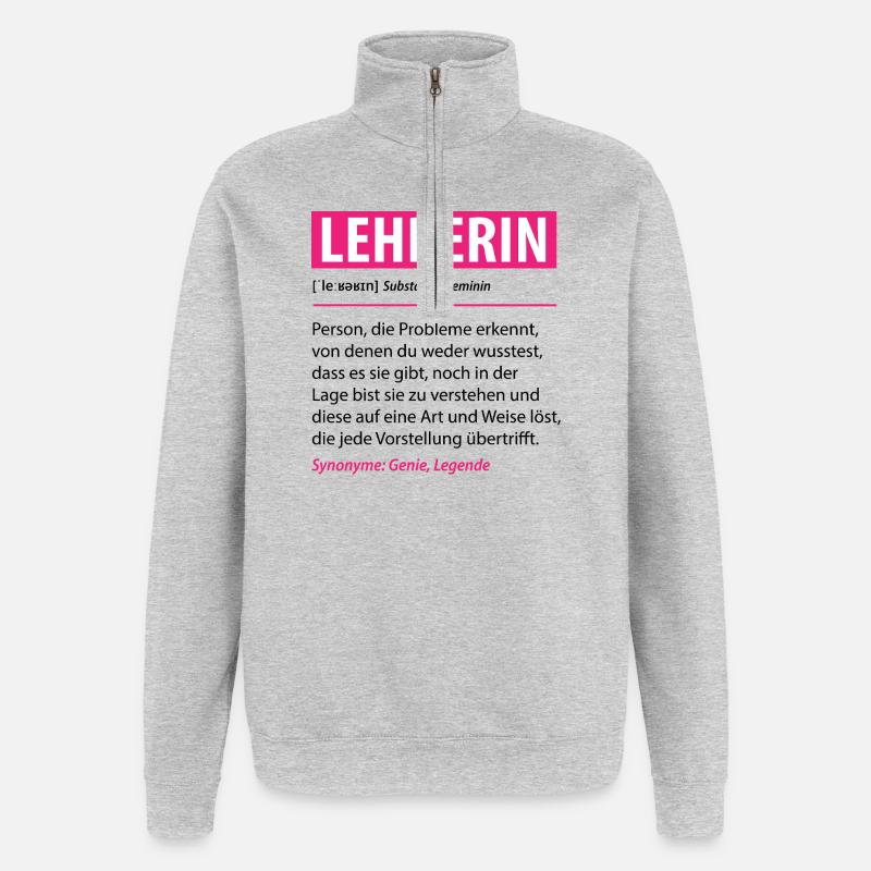 Lustige Lehrerin Beruf Definition Geschenk - Quarter-Zip-Sweatshirt - Grau meliert