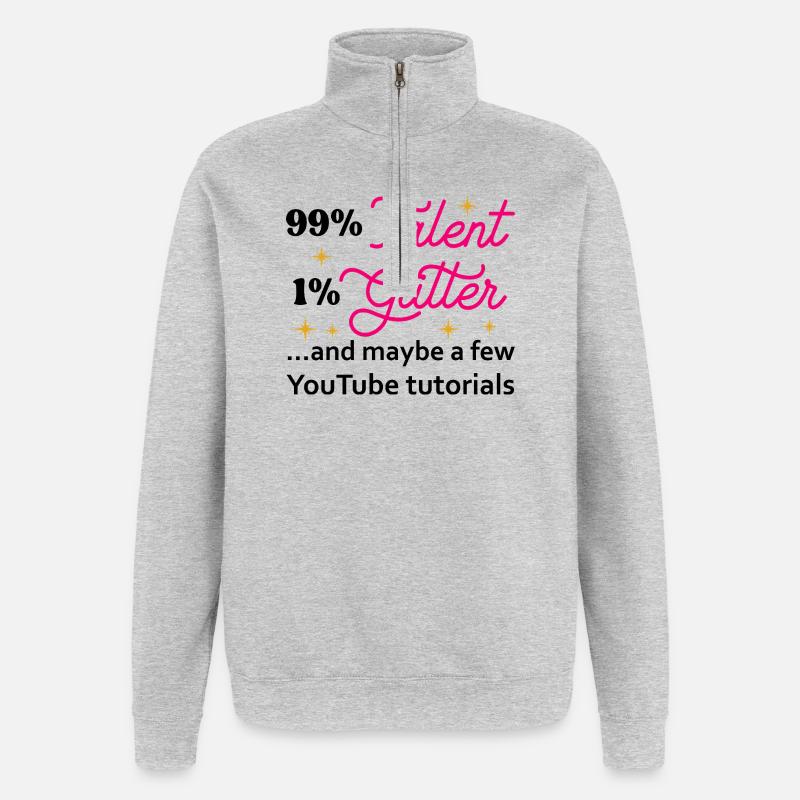Talent Glitzer Sterne Skript - Quarter-Zip-Sweatshirt - Grau meliert