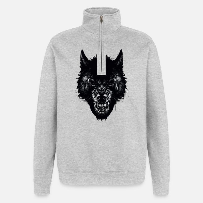 loup - Sweat à zip 1/4 - gris chiné