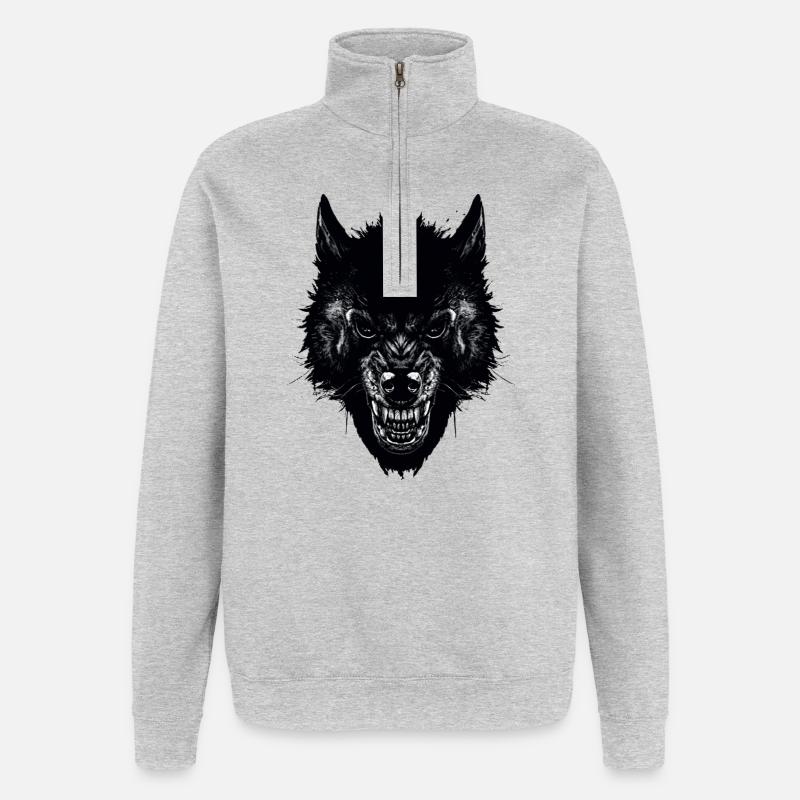 Wolf - Quarter-Zip-Sweatshirt - Grau meliert