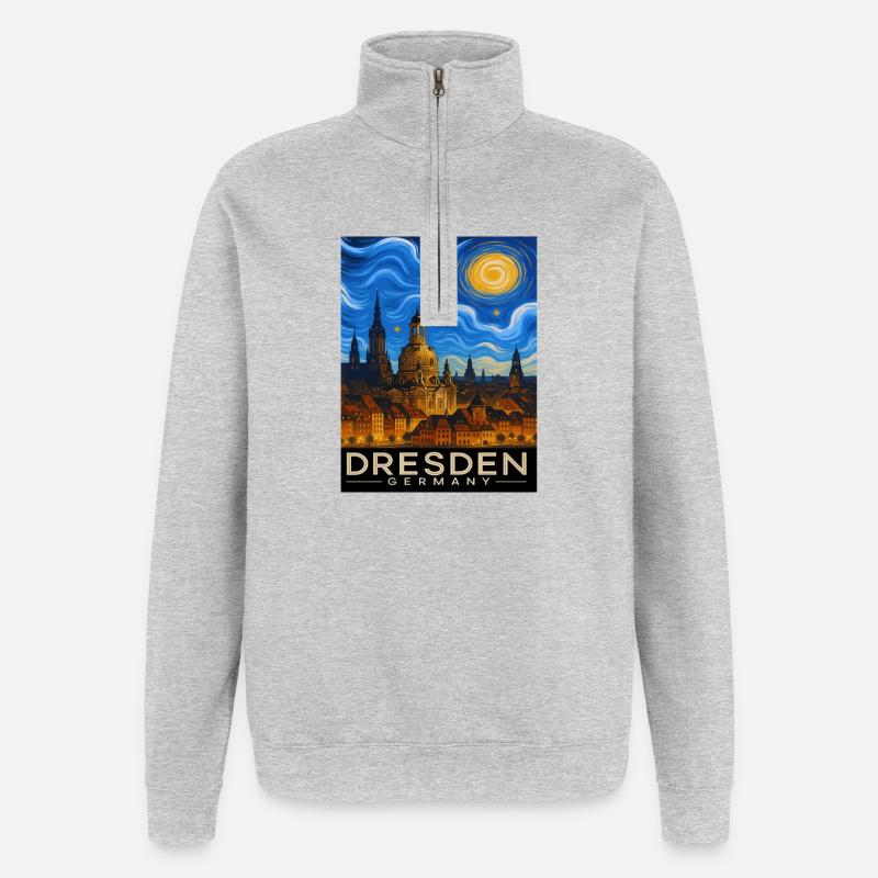 Lumière nocturne de Dresde Horizon - Sweat à zip 1/4 - gris chiné