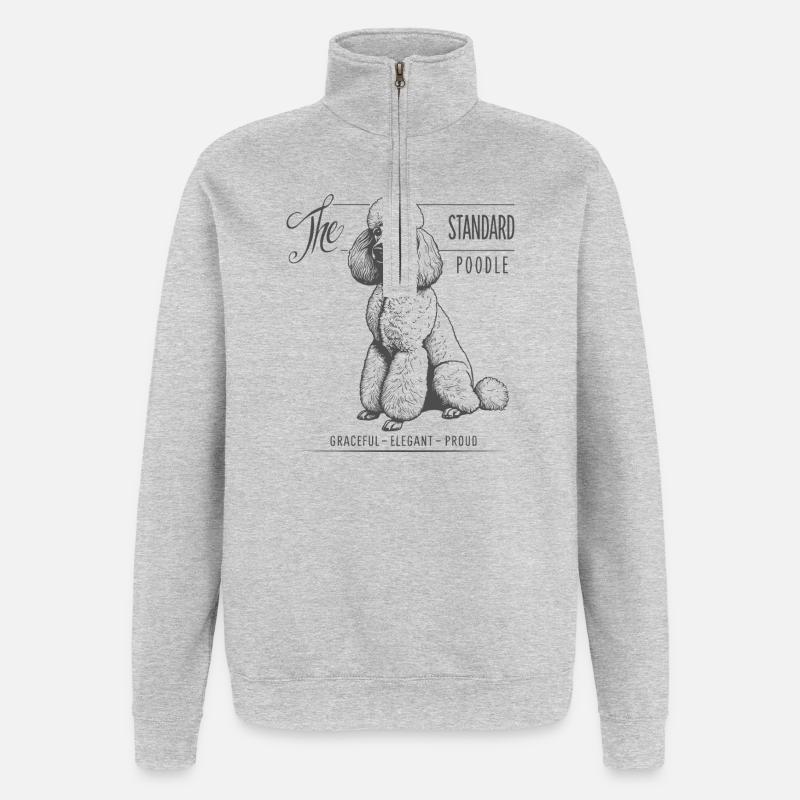 Caniche standard : une grâce distincte - Sweat à zip 1/4 - gris chiné