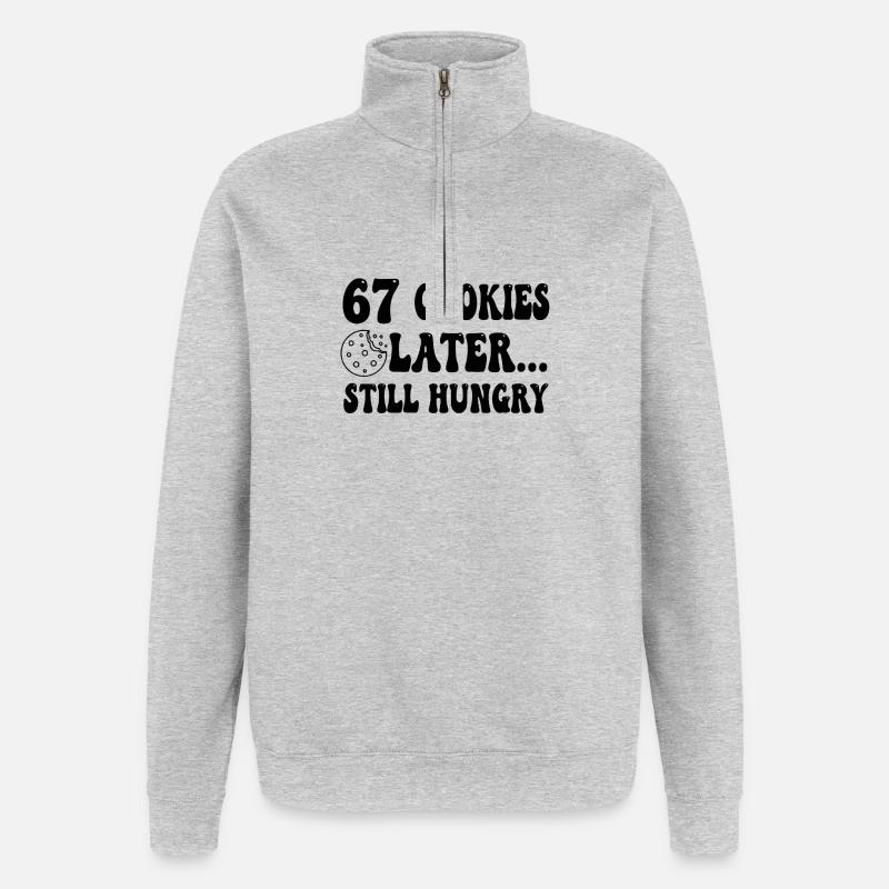 67 biscuits plus tard, toujours affamé - Sweat à zip 1/4 - gris chiné