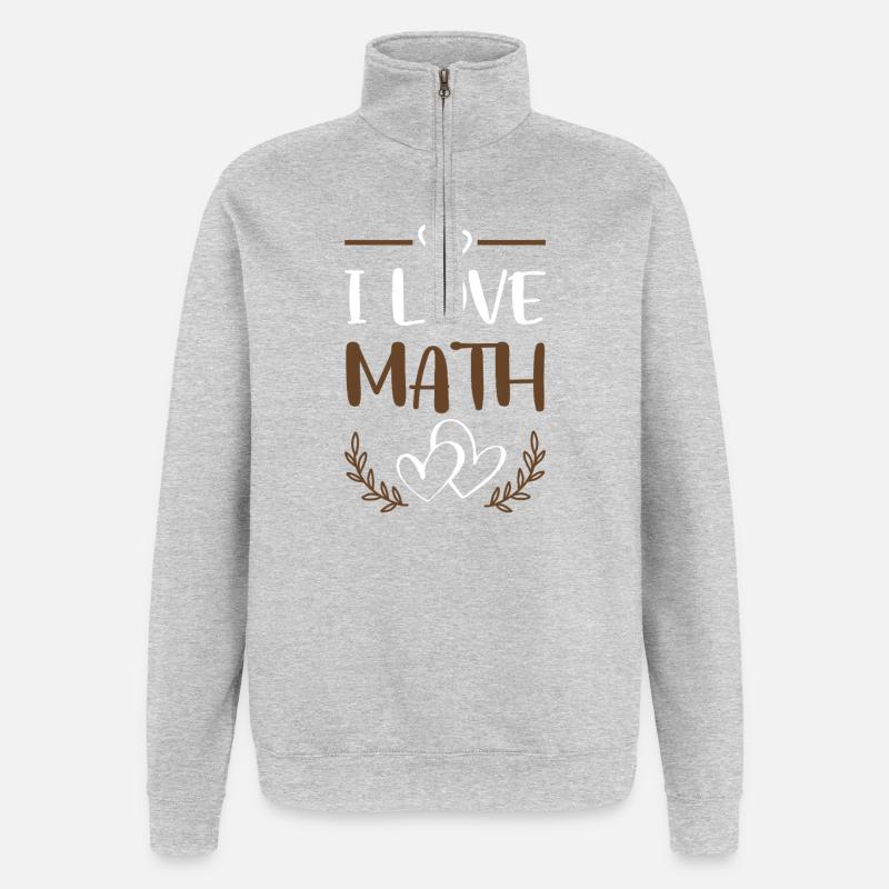 J’adore les maths - Sweat à zip 1/4 - gris chiné